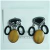 Image 1 : Connie Bates Buffalo Horn and Gemstone Clip-On Earrings