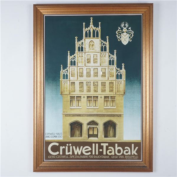 Cruwell-Tabak Color Lithograph Advertising Poster Depicting Cruwell-Haus