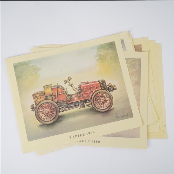Set of 8 Vintage Classic Car Lithographs by Giovanni Patrini