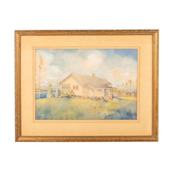 Original Watercolor on Paper, Picturesque Seascape, Signed,