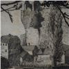 Image 3 : Etching on Paper, Village and Castle Ruins, Signed