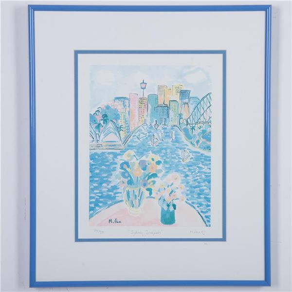 Limited Edition Color Print on Paper, Sydney Harbor, Signed