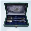 Image 1 : 2pc Soviet Silver-Plated Engraved Teaspoons in Original Box