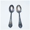 Image 2 : 2pc Soviet Silver-Plated Engraved Teaspoons in Original Box