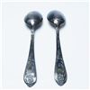 Image 4 : 2pc Soviet Silver-Plated Engraved Teaspoons in Original Box