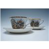 Image 2 : Pair of Occupied Japan Porcelain Cups and Saucers, Rococo Scene