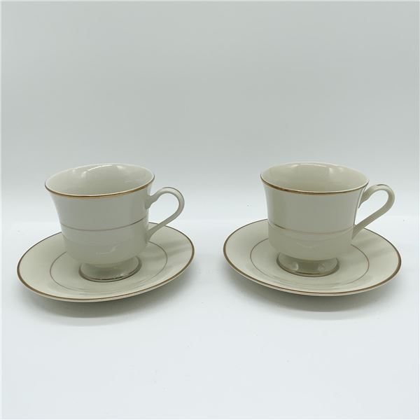 4pc Ivory Elegance by Ranmaru Dynasty Teacups and Saucers, Japan