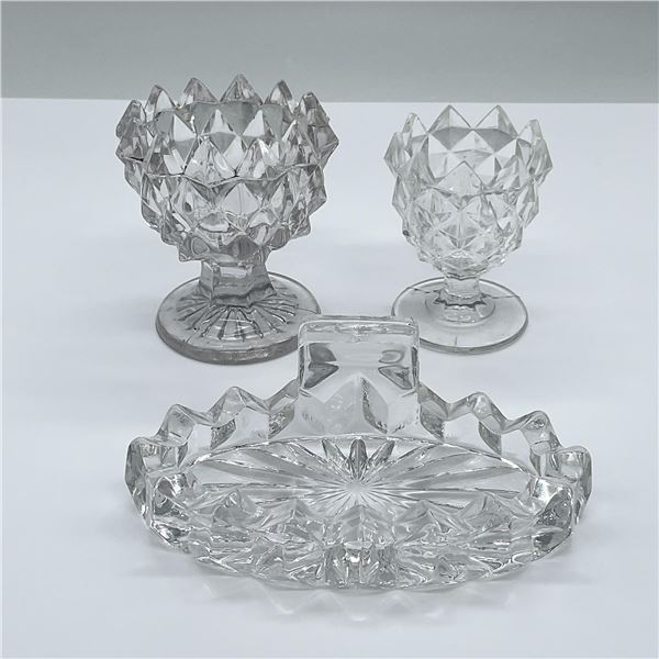 3pc Vintage Glass Sherbet Cup, Cordial, Ashtray