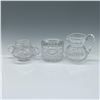 Image 1 : 3pc Cut Crystal Tableware, Small Pitcher, Sugar, Candy Dish