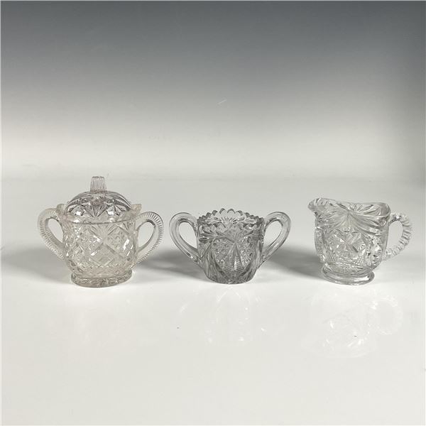 3pc Glass Sugar Bowls and Creamer