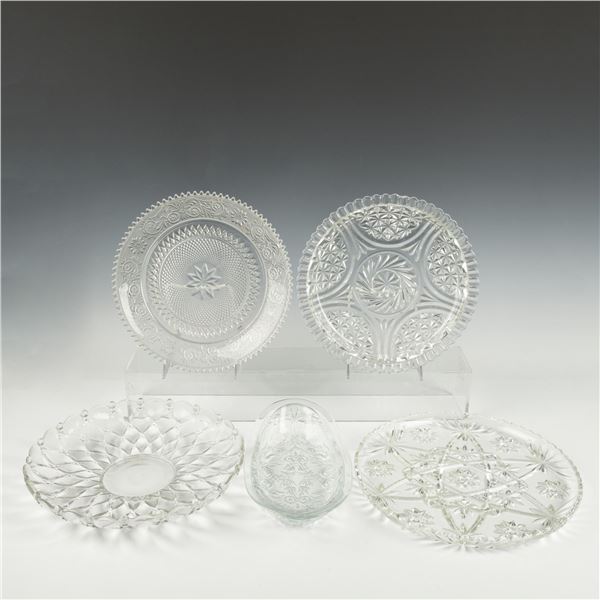 5pc Large Glass Plates and Salad Bowl