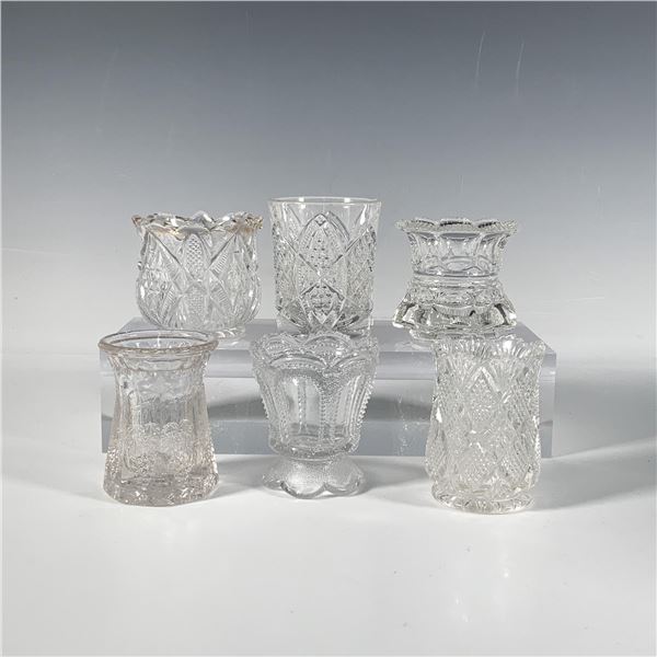 Set of 6 Miniature Cut Glass Vases