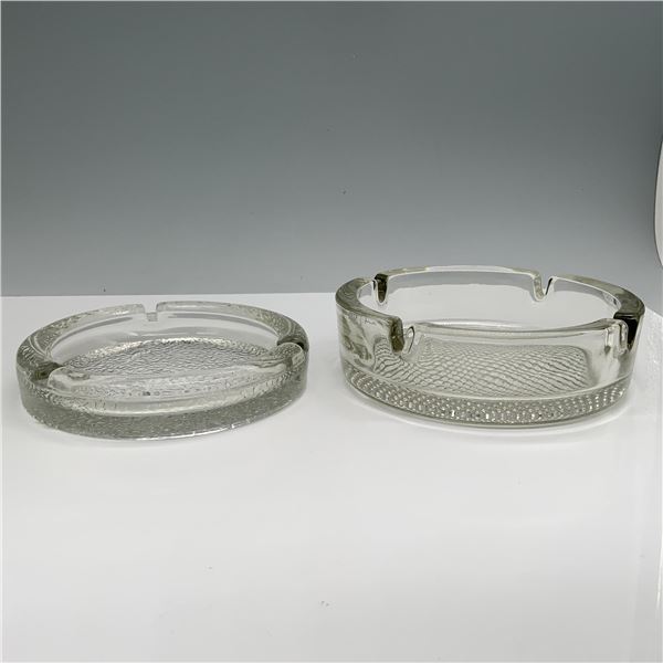 2pc Mid-Century Glass Ashtray Set