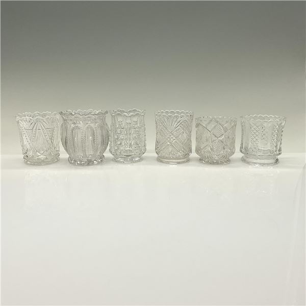 6pc Early Pattern Glass Toothpick Holders