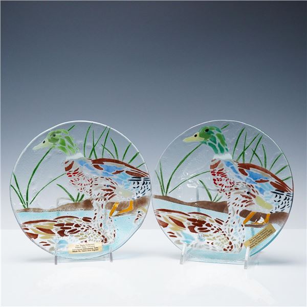 The Travis Collection Fused Glass Duck Plates Signed by Artist