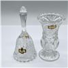 Image 1 : 2pc Kristal Zajecar Lead Crystal Bell and Mini Vase
