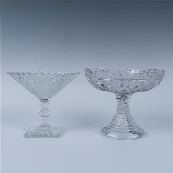 2pc Glass Crystal Pedestal Dishes