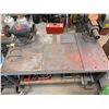 Image 2 : Moving welding table with metal scraps and etc. 48"x25"x35" Tall (Vise and Grinder not included)