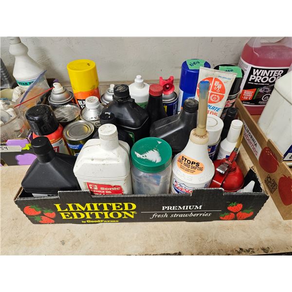 Box Of Misc Oils/Lubricants/Vintage Champion Q-X w/ Moly/Automotive Fluids