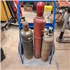 Image 1 : 3 gas tanks and cart, carbon dioxide, oxygen, acetylene