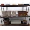 Image 2 : Plastic 4 Shelf  w/ Pots, baskets, plastic items, and etc.