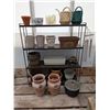 Image 3 : Plastic 4 Shelf  w/ Pots, baskets, plastic items, and etc.