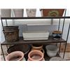 Image 4 : Plastic 4 Shelf  w/ Pots, baskets, plastic items, and etc.