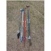 Image 1 : (2) Rottefella clip on skis (FISCHER/KARCOM) w/ (2) pair of cross country ski poles