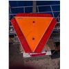 Image 5 : Metal Scrap Shelf (23.5"x12"x52") w/ Yield Signs and orange pylon