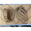 Image 4 : (2) Vintage Baseball Gloves (1) Hardly Used w/ (3) Baseballs