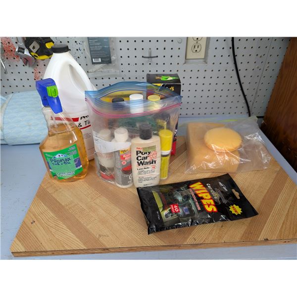 Lot collection of cleaning supplies for cars