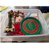 Image 2 : Tubber ware Box full of Christmas decorations and etc. w/ Christmas wrapping paper
