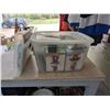 Image 1 : Tubber ware Box full of Christmas decorations and etc. w/ Birthday Decorations and etc.