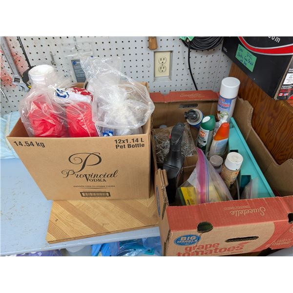 MISC. Item lot (Plastic cups, forks and etc. Bug Spray, sun screen, and etc.)