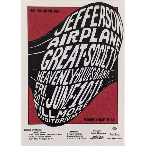 1966 Fillmore Postcard Jefferson Airplane Great Society