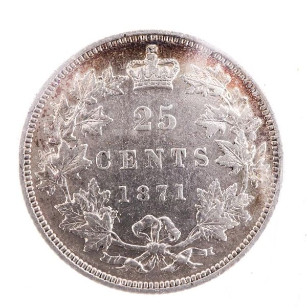 Canada 1871 Twenty Five Cents Obverse 2 EF40 ICCS