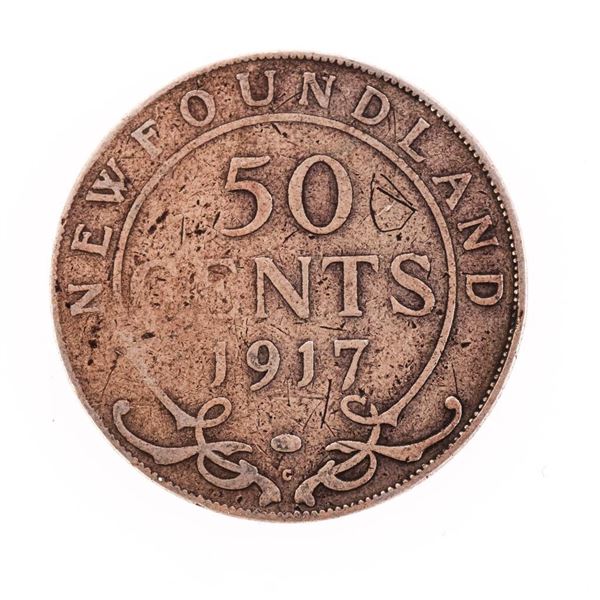NFLD. 1917 Historical Silver Fifty cents