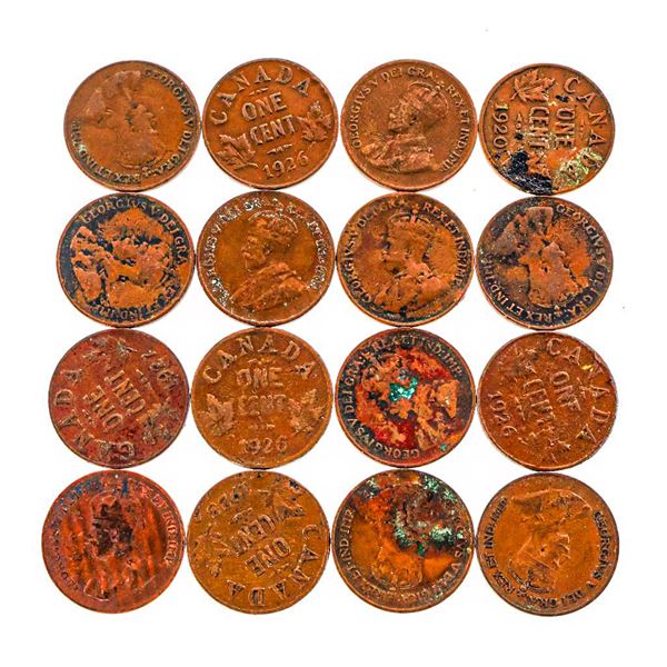Canada Group of 16 One cent Coins (1920's)