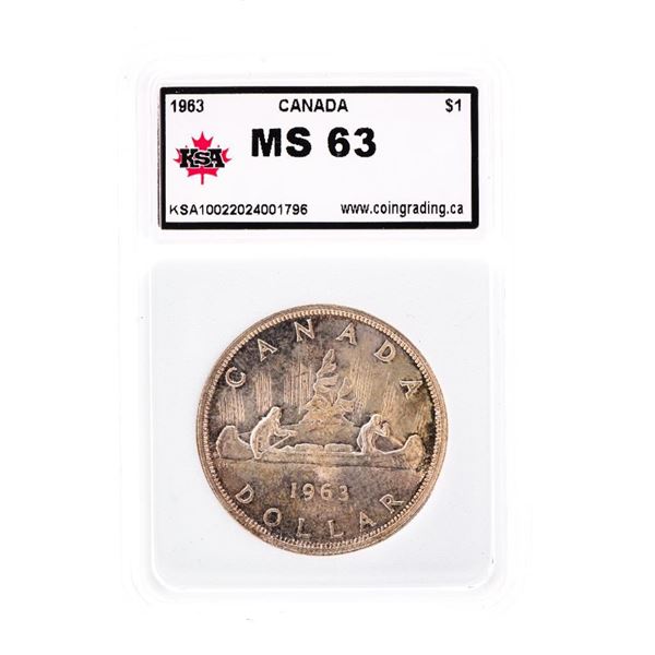 Canada 1963 Silver Dollar MS63 KSA