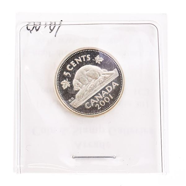 Canada 2001 Proof Like Sterling Silver Five Cents