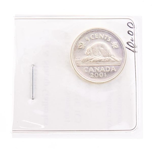 Canada 2001 Proof Like Sterling Silver Five Cents
