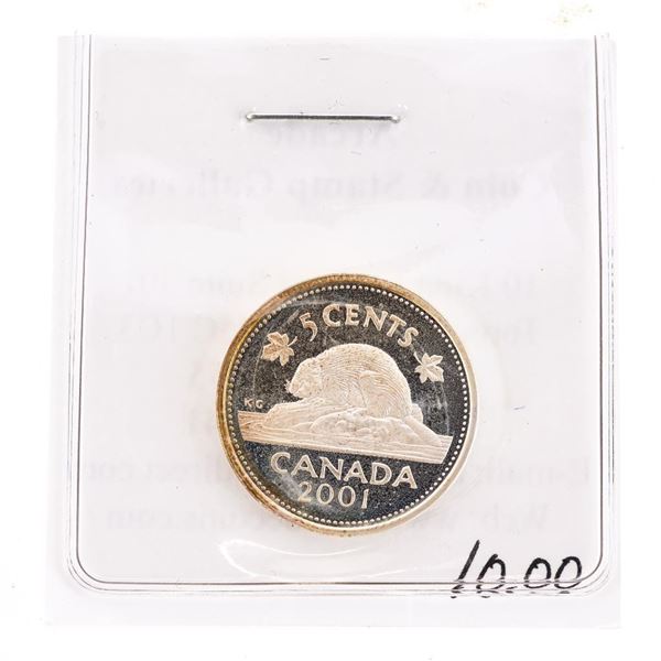 Canada 2001 Proof Like Sterling Silver Five Cents