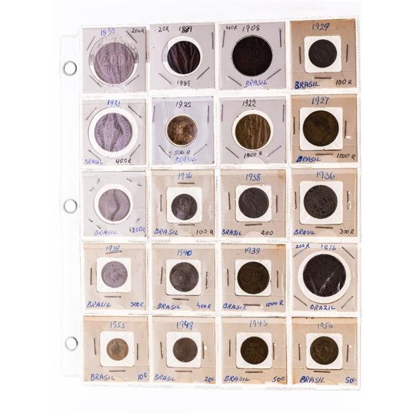 Grouping 20 Coins "Brasil" 1800's - 1940's