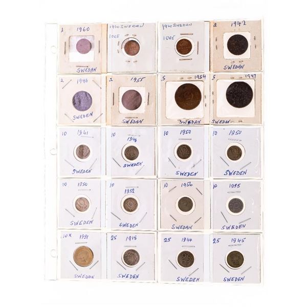 Grouping 20 Coins "Sweden" 1940'3 - 1990's