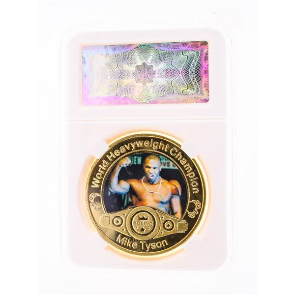 Iron Mike Tyson" World Heavyweight Champion" 24kt Gold Overlay Medallion Slabbed