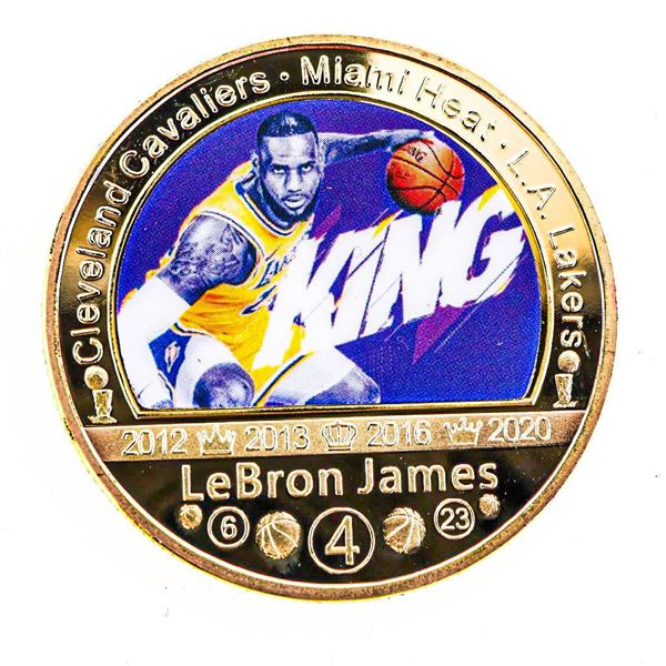 "LeBron James" 24kt Gold Overlay Medallion Champion -  LA Kings