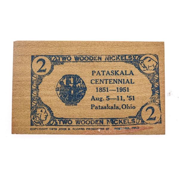 TWO WOODEN NICKLES  Dated 1851-1951 -Vintage BMO Envelope