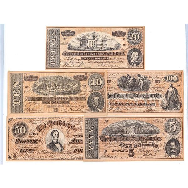 Grouping 1864 Confederate States America Notes (Props)