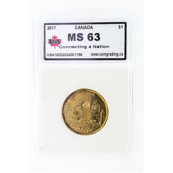 Canada 2017 One Dollar Coin 1867-2017 Connecting a Nation - KSA MS63