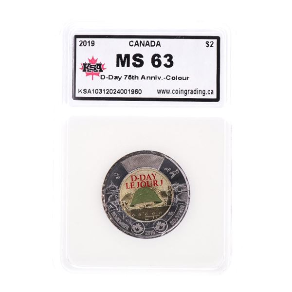 Canada 2019 Two Dollar Coin D-Day 75th Anniversary Colour MS63 KSA